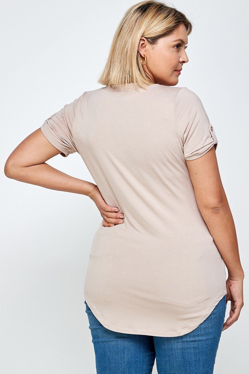 Solid Knit V-neck Tee - Absolute Fashion 2020
