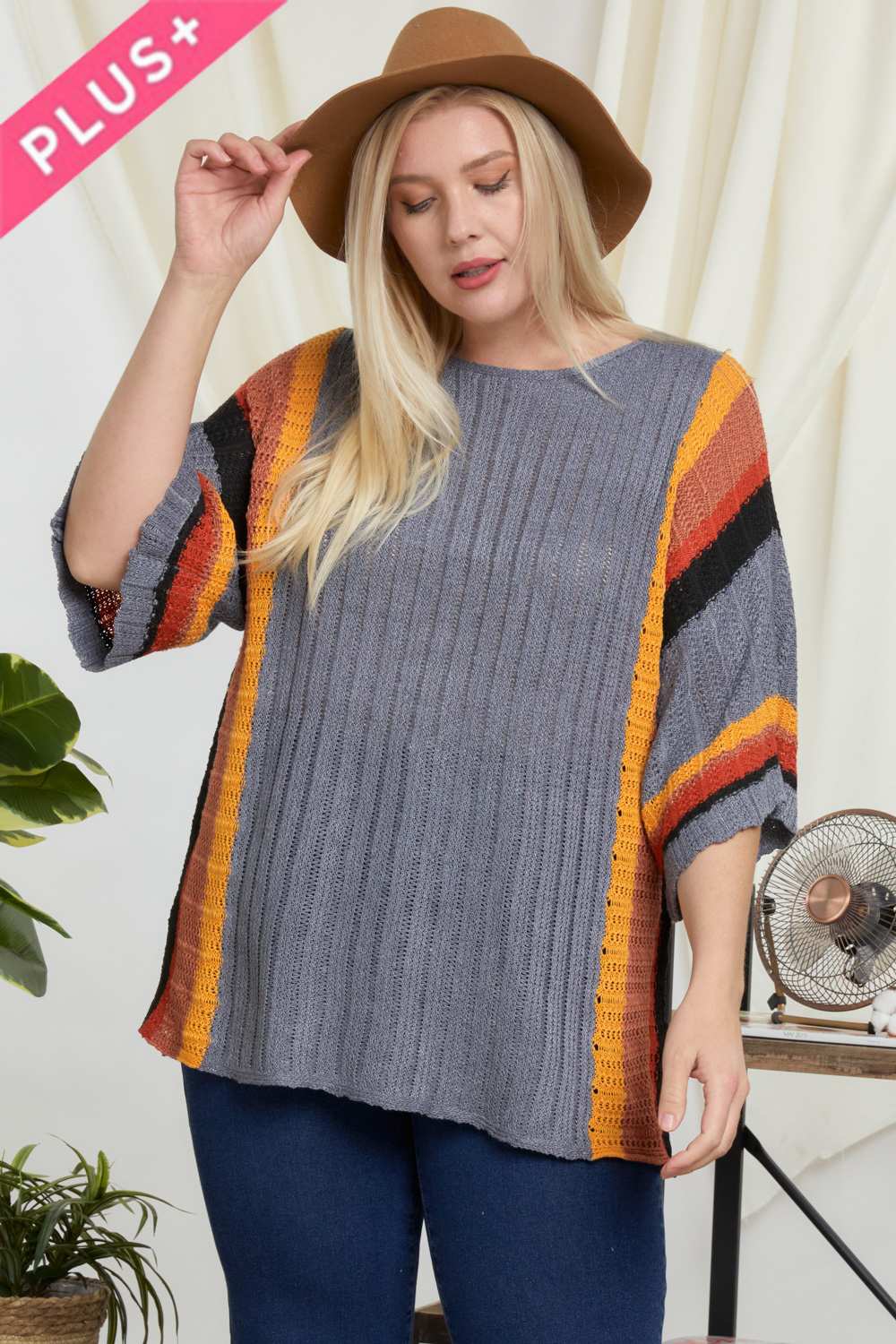 Stripe Accent Ribbeb Knit Sweater - Absolute Fashion 2020