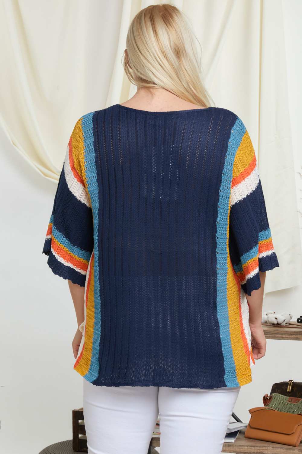 Stripe Accent Ribbeb Knit Sweater - Absolute Fashion 2020