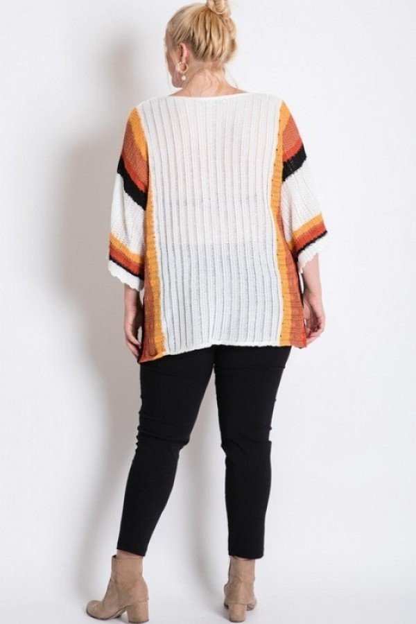 Stripe Accent Ribbeb Knit Sweater - Absolute Fashion 2020