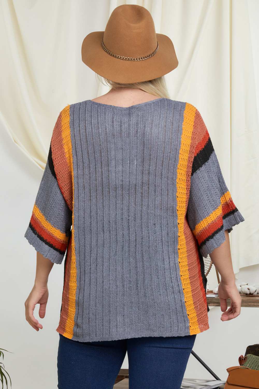 Stripe Accent Ribbeb Knit Sweater - Absolute Fashion 2020