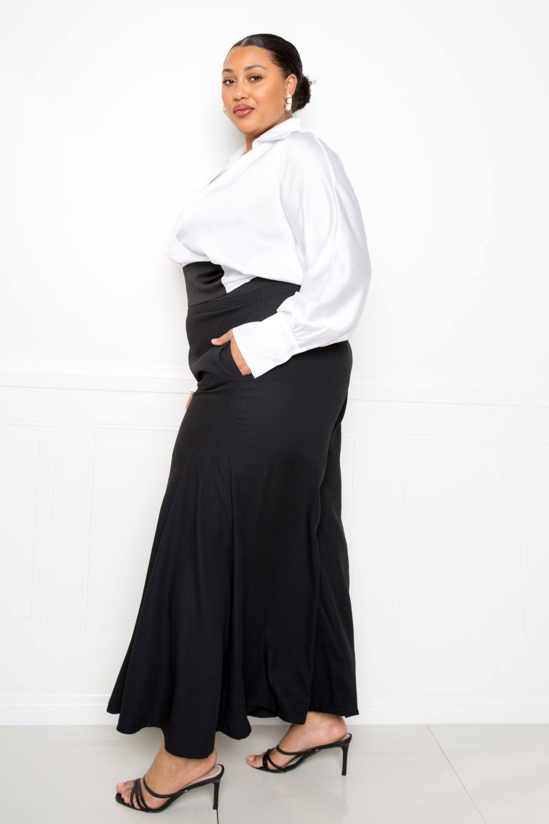 Satin Long Sleeve Tie Waist Wrap Top - Absolute Fashion 2020