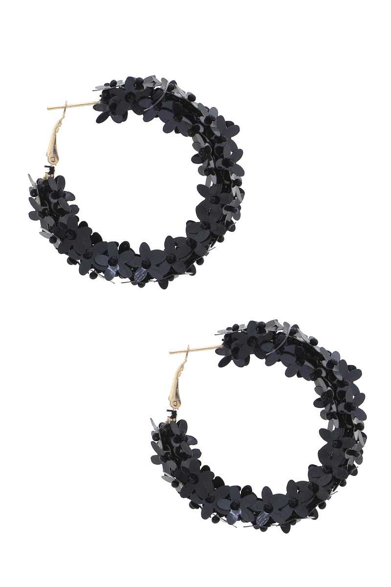 Flower Sequin Hoop Earring - Absolute Fashion 2020