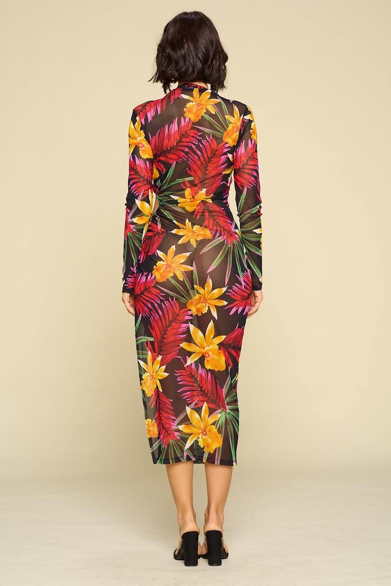 Flower Print Slit Dress - Absolute Fashion 2020