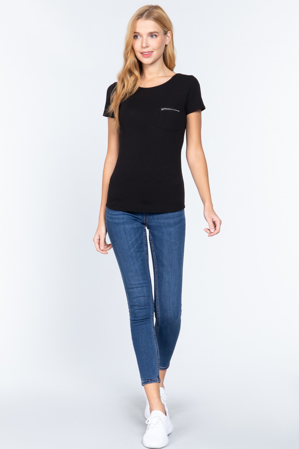 Short Slv Top W/zipper Pocket - Absolute Fashion 2020