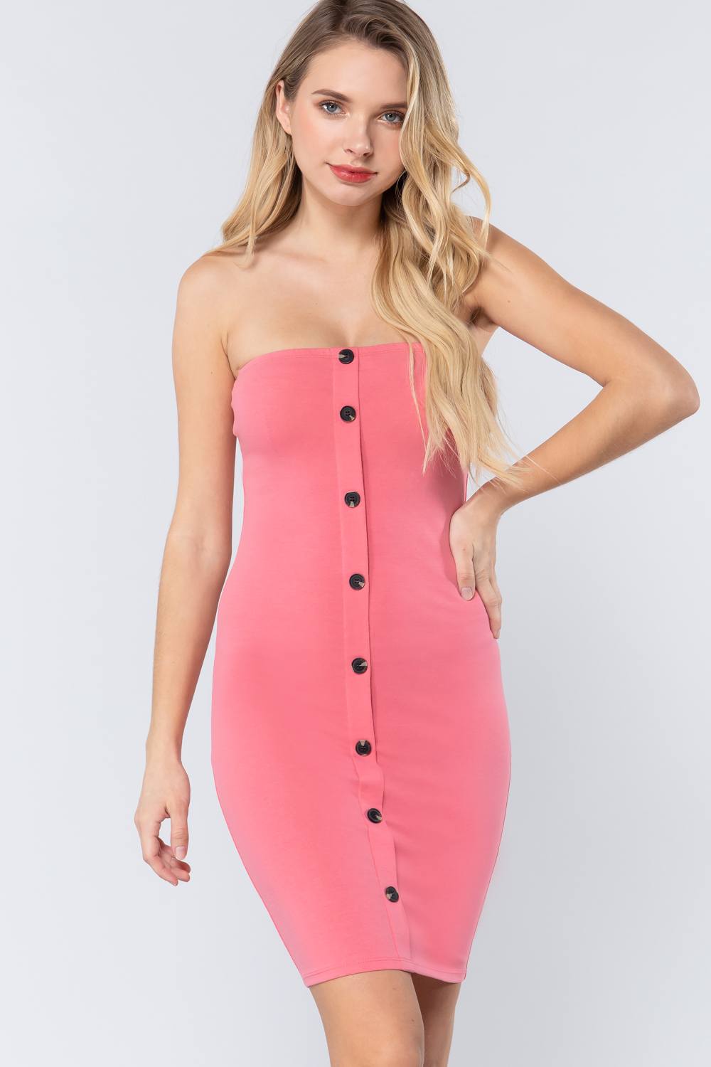 Button Down Tube Mini Dress - Absolute Fashion 2020