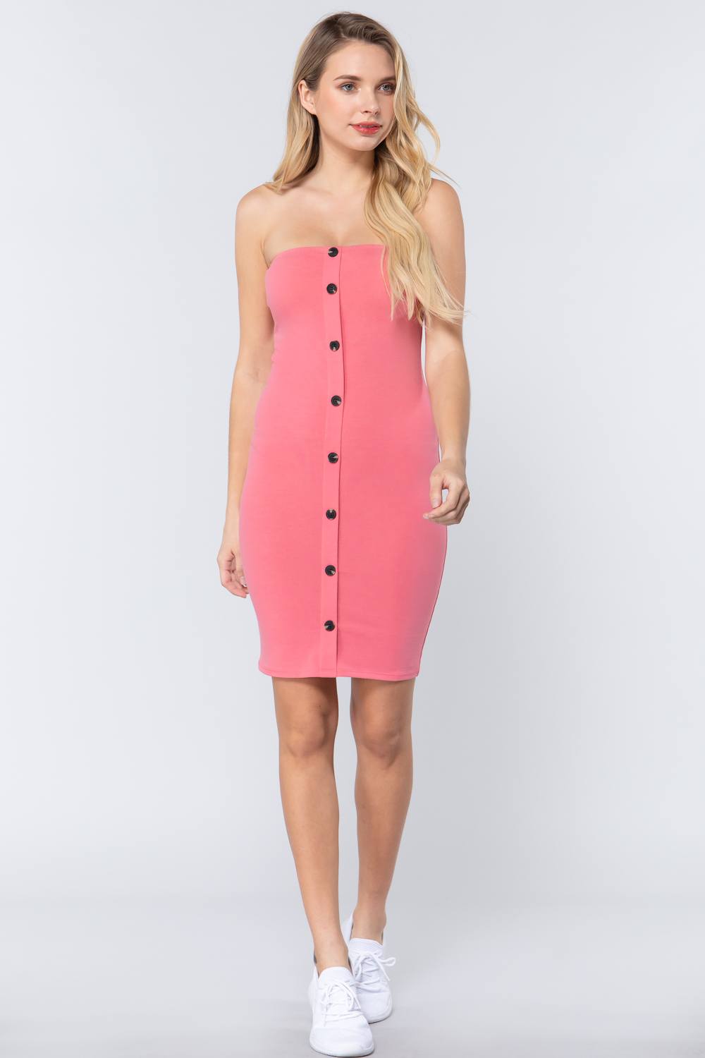 Button Down Tube Mini Dress - Absolute Fashion 2020