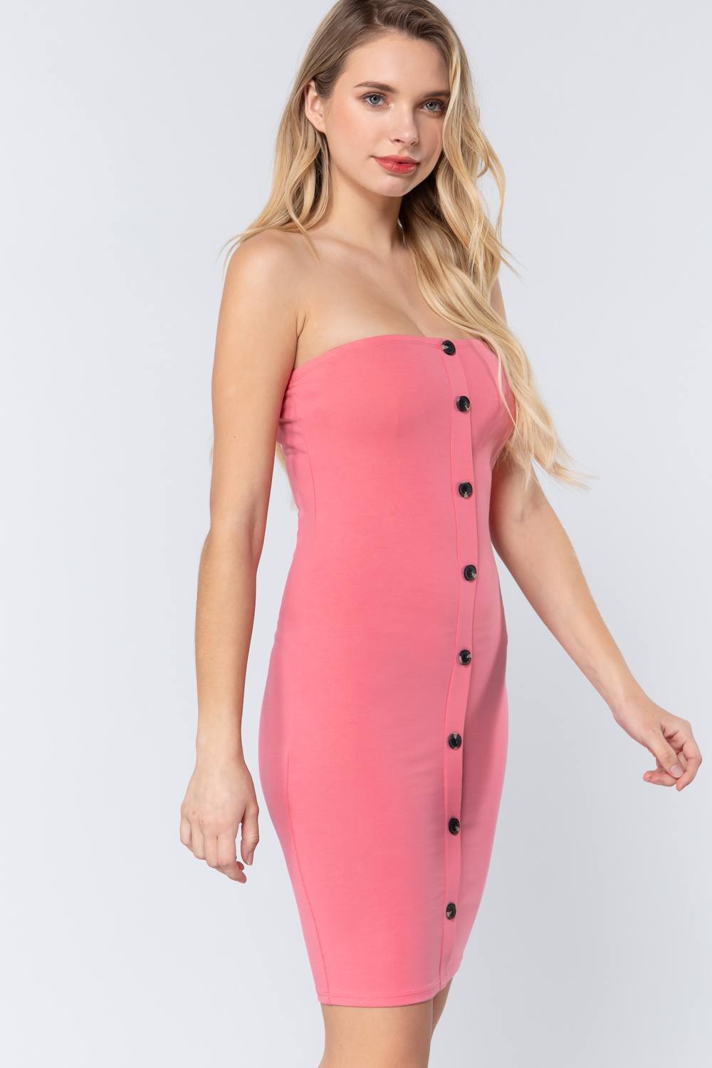 Button Down Tube Mini Dress - Absolute Fashion 2020