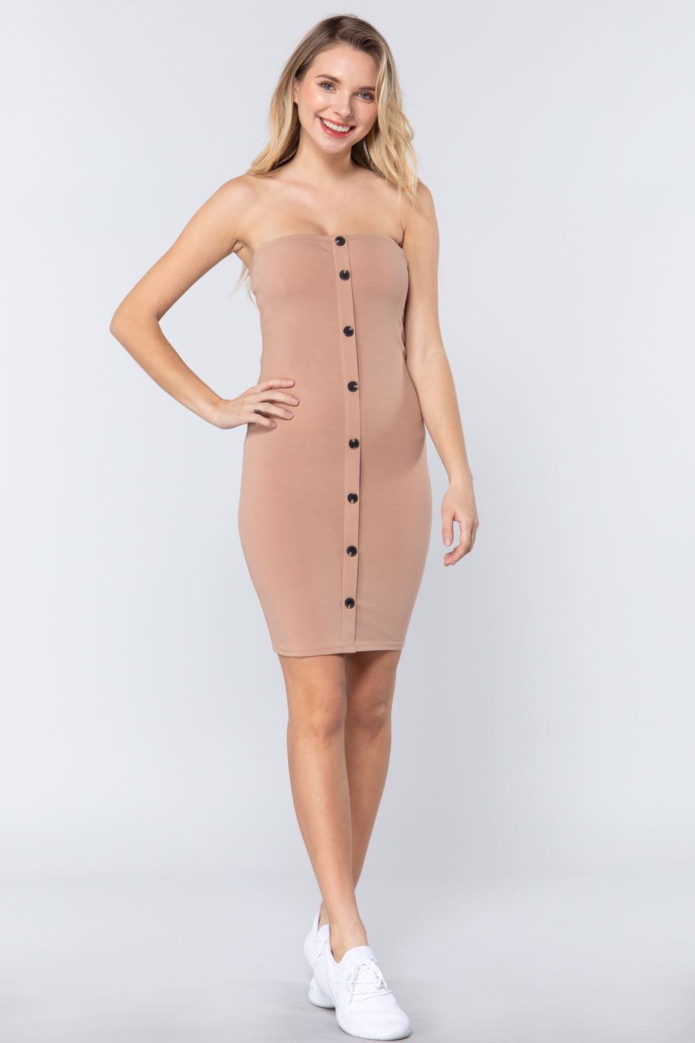 Button Down Tube Mini Dress - Absolute Fashion 2020