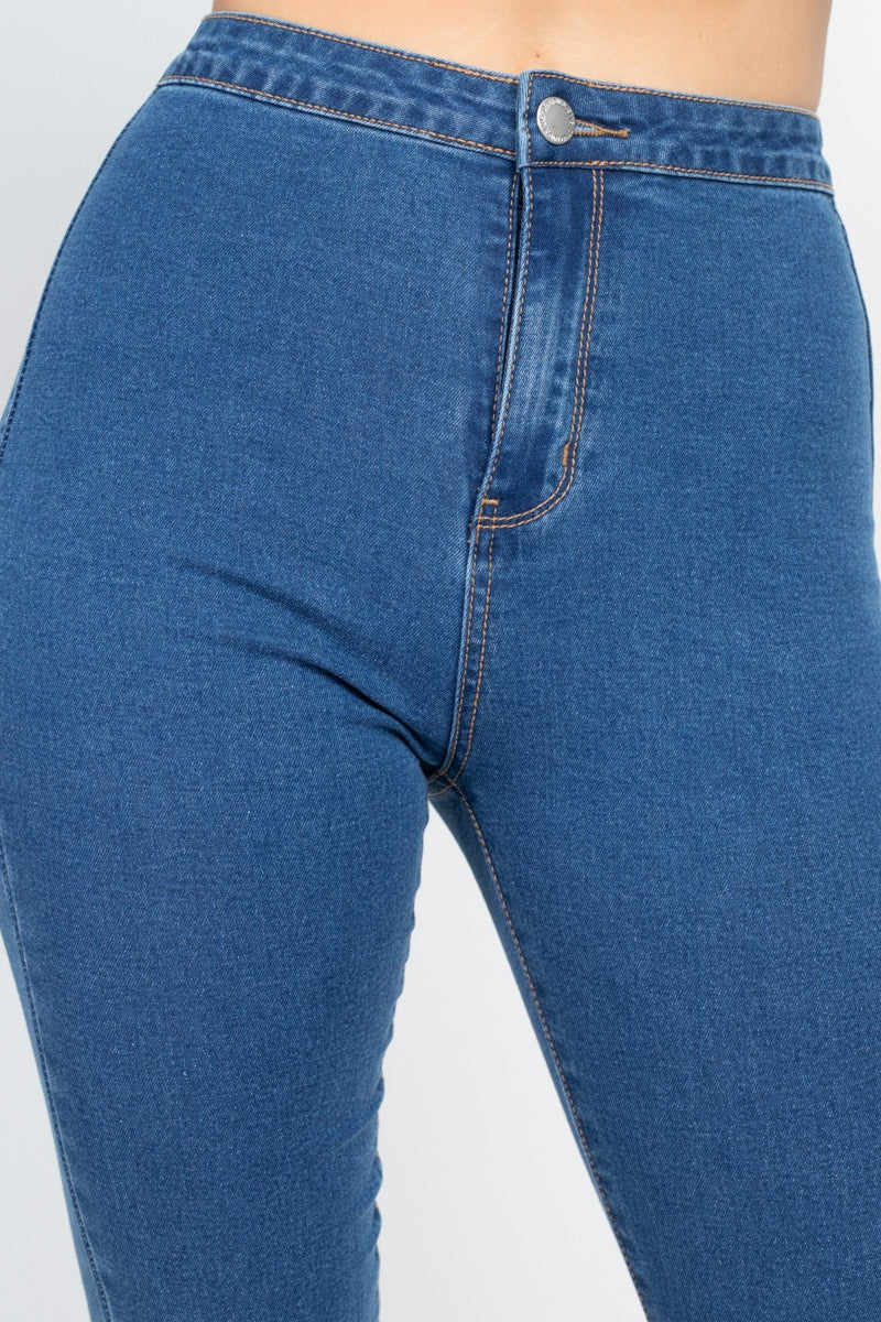High Waist Zippered Denim - Absolute Fashion 2020