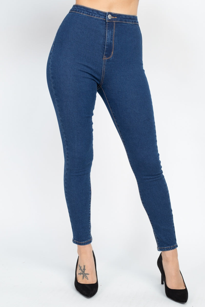 High Waist Zippered Denim - Absolute Fashion 2020