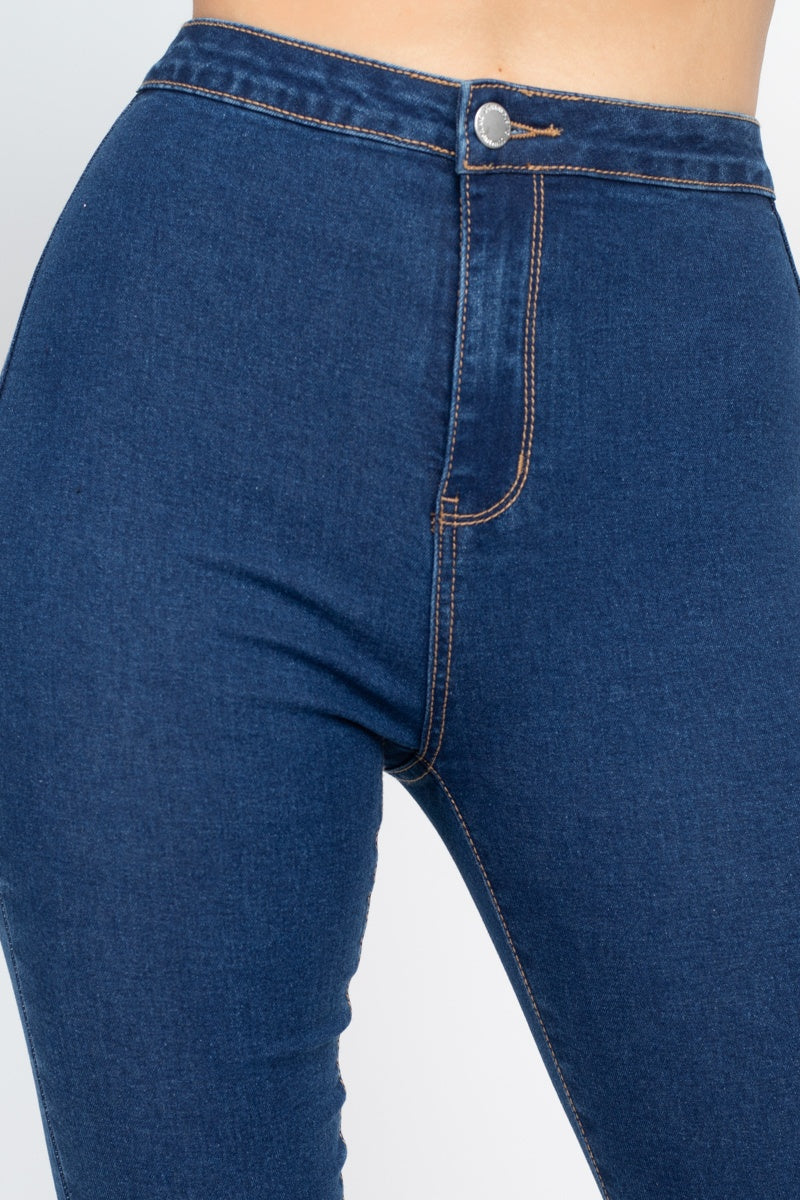 High Waist Zippered Denim - Absolute Fashion 2020