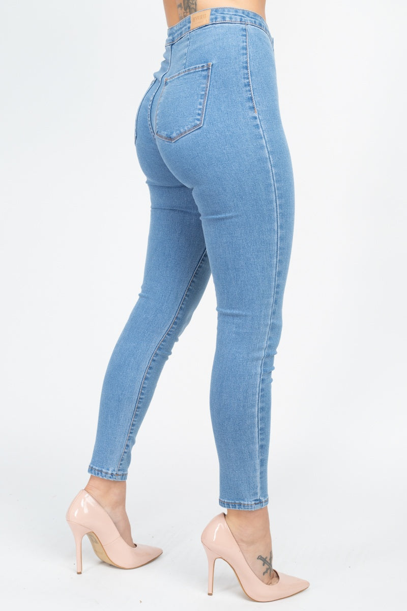 High Waist Zippered Denim - Absolute Fashion 2020