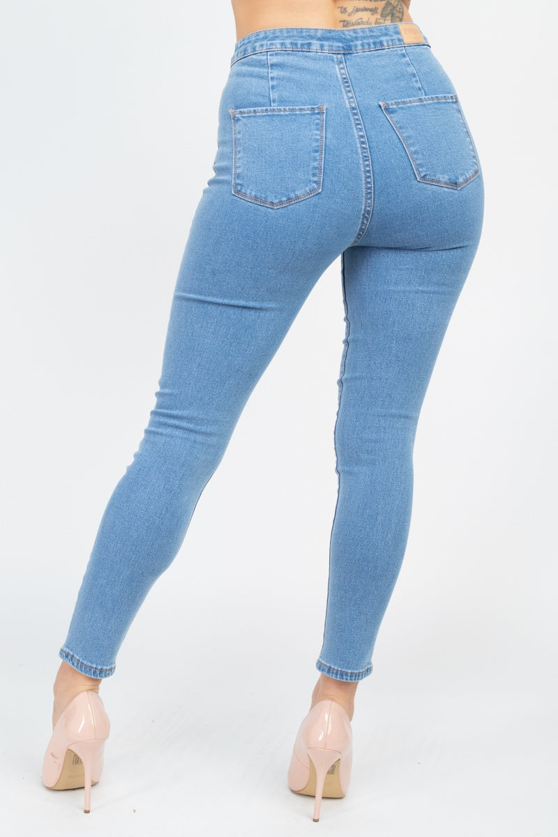 High Waist Zippered Denim - Absolute Fashion 2020