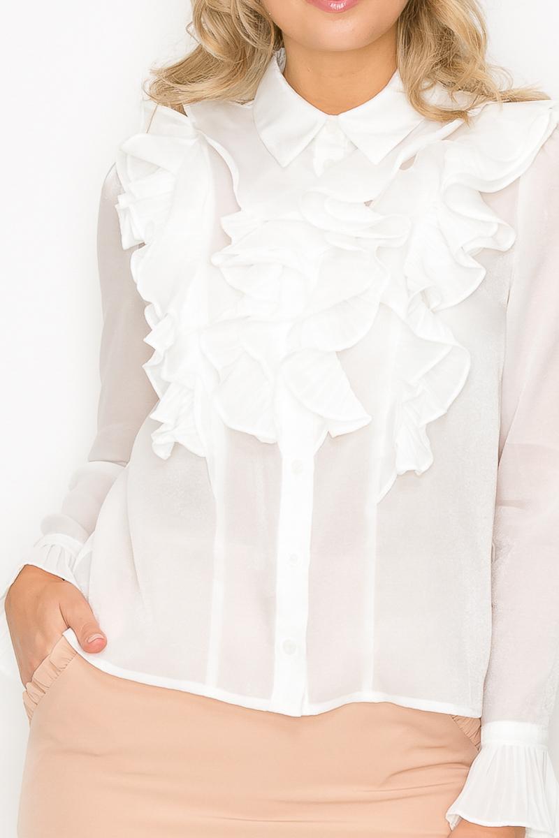 Ruffle Trim Long Sleeve Blouse - Absolute Fashion 2020