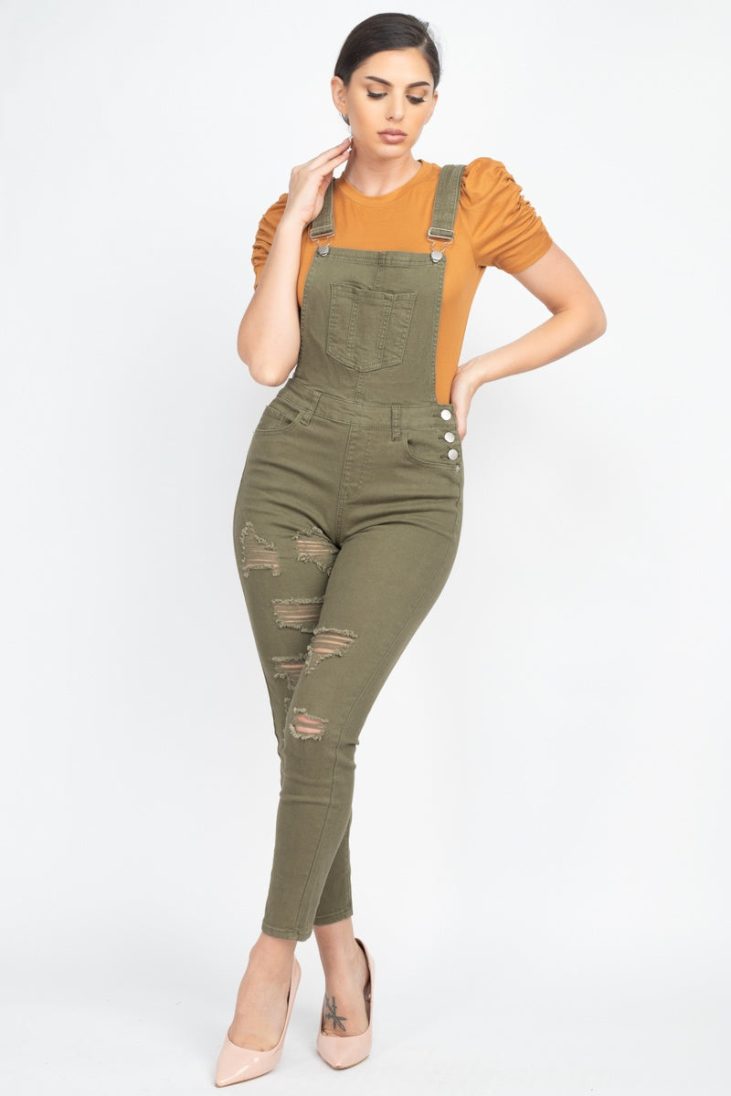Skinny Distressing Denim Overalls - Absolute Fashion 2020