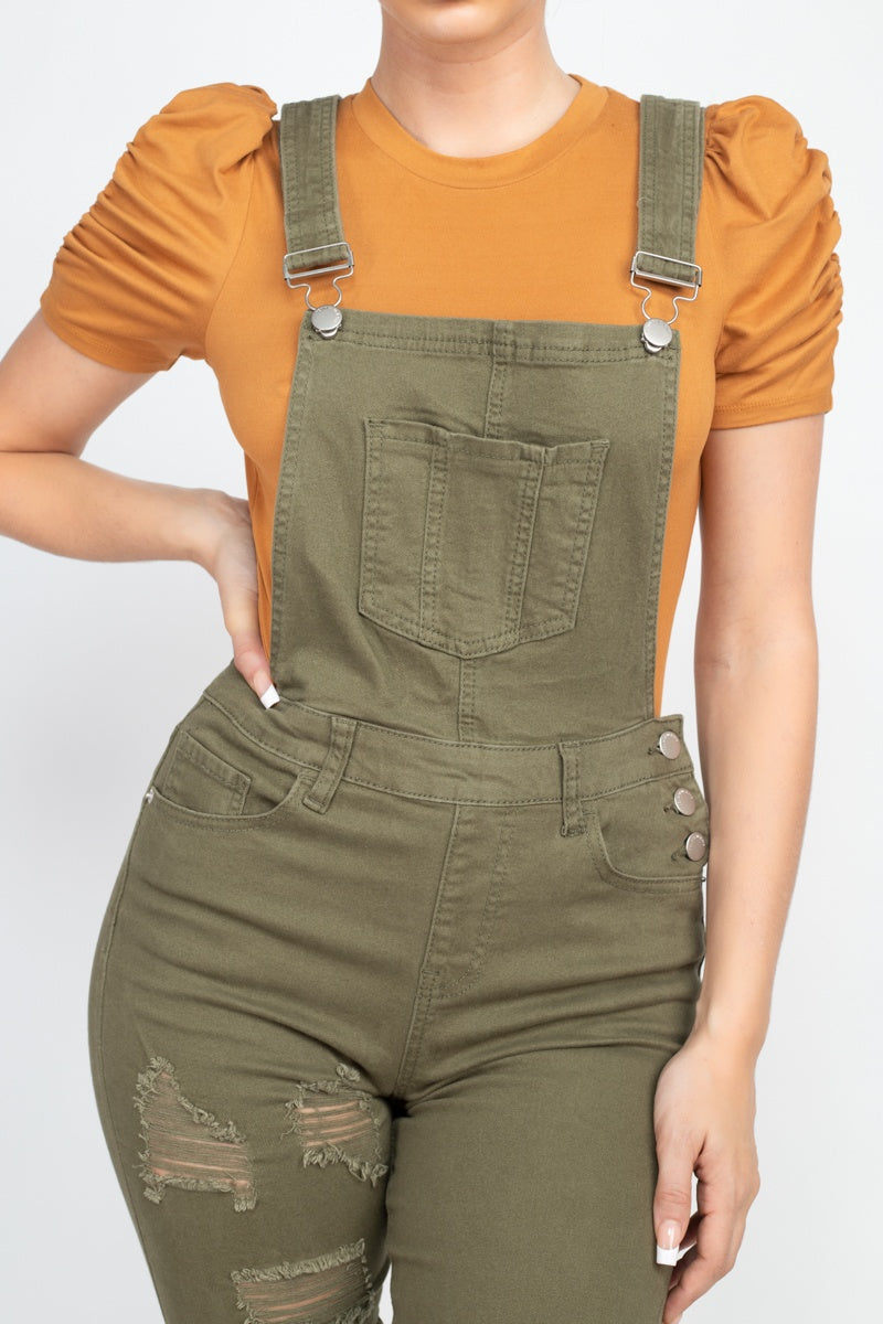 Skinny Distressing Denim Overalls - Absolute Fashion 2020
