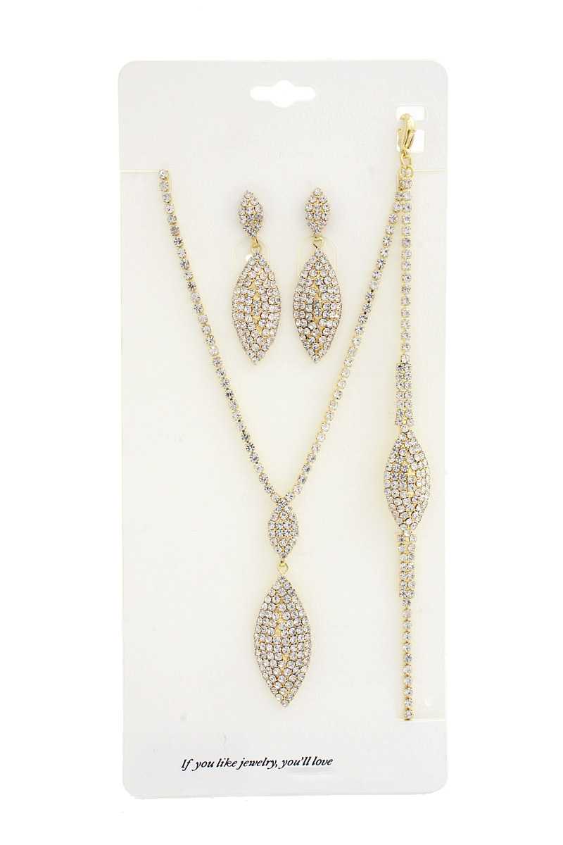 Elegant Marquise Rhinestone Bracelet Necklace Set - Absolute Fashion 2020