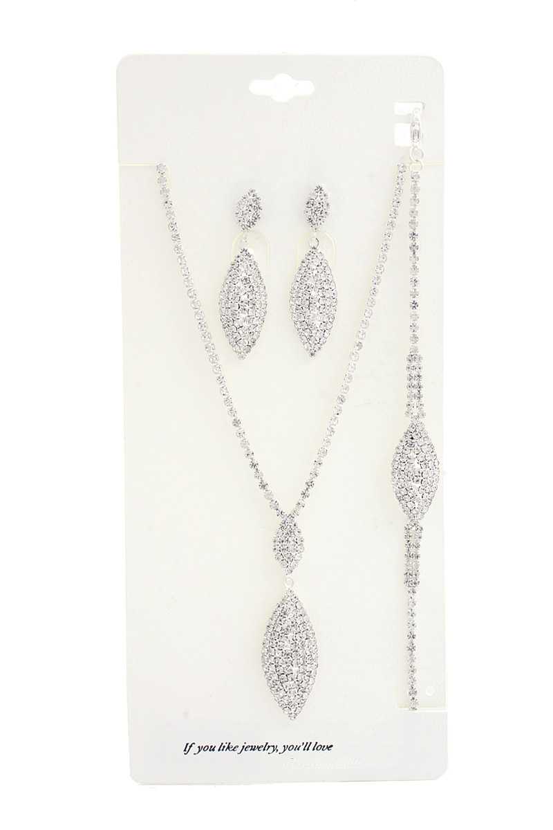 Elegant Marquise Rhinestone Bracelet Necklace Set - Absolute Fashion 2020