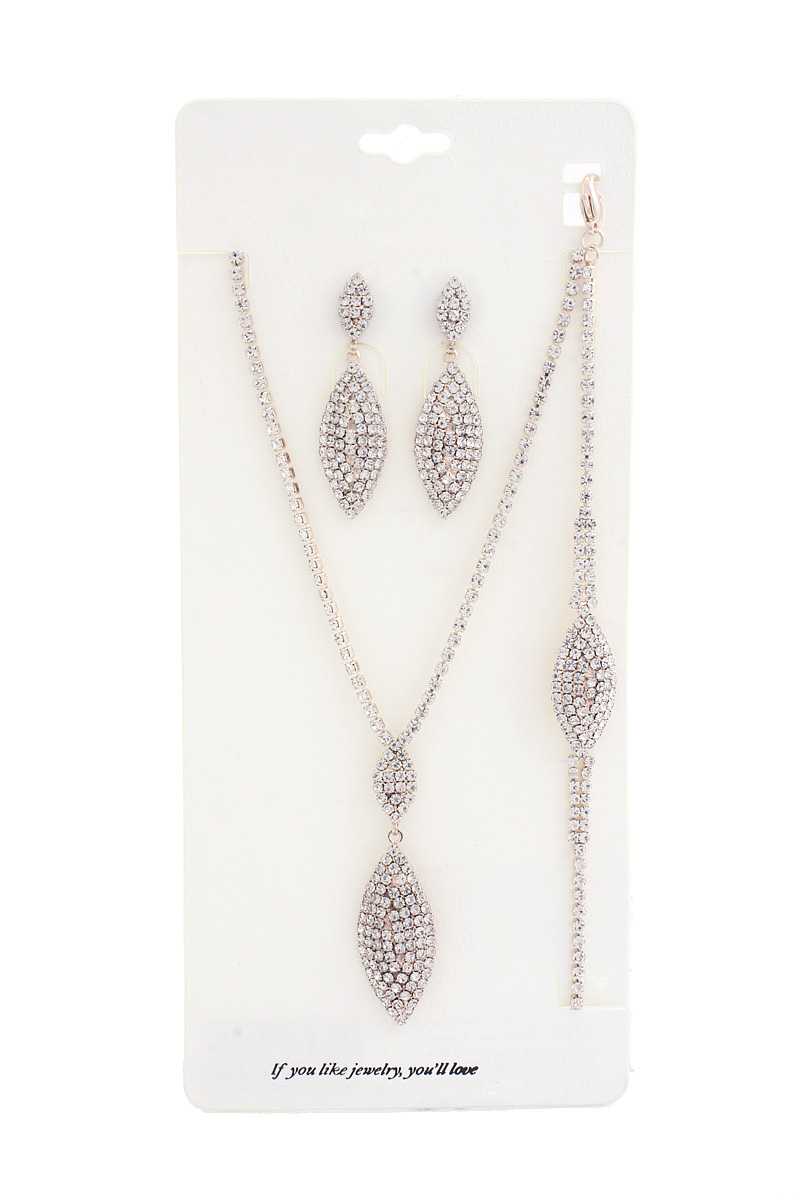 Elegant Marquise Rhinestone Bracelet Necklace Set - Absolute Fashion 2020
