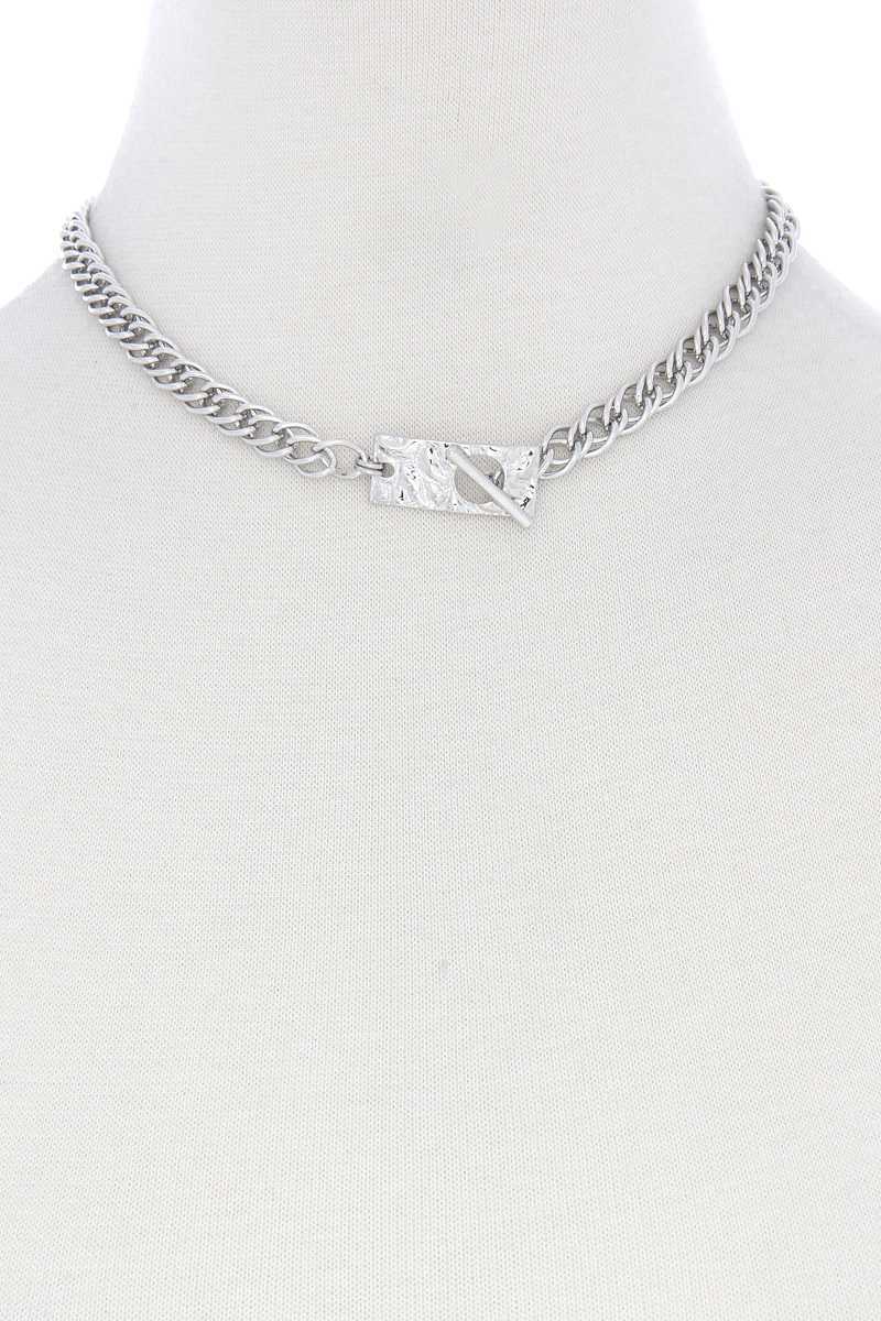 Hammered Rectangle Toggl Clasp Necklace - Absolute Fashion 2020