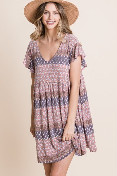 Cute And Flirty Floral Printed Babydoll Mini Dress - Absolute Fashion 2020