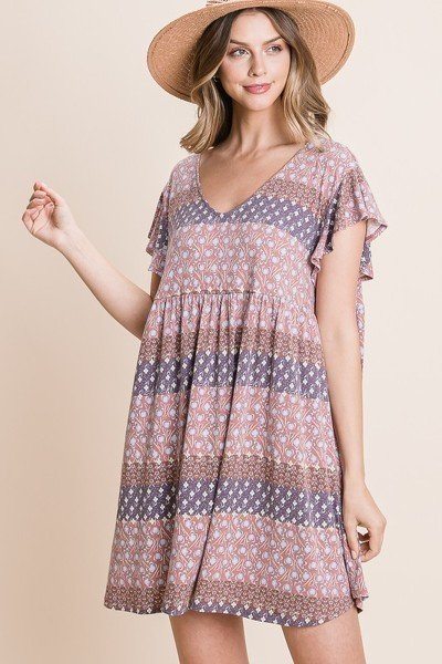 Cute And Flirty Floral Printed Babydoll Mini Dress - Absolute Fashion 2020