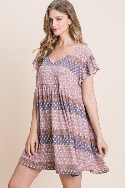 Cute And Flirty Floral Printed Babydoll Mini Dress - Absolute Fashion 2020