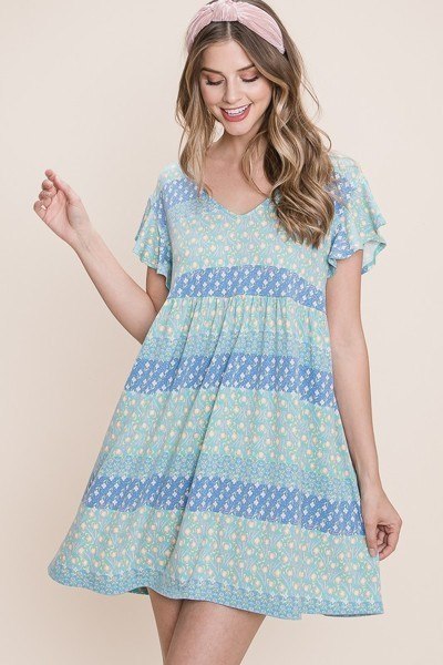 Cute And Flirty Floral Printed Babydoll Mini Dress - Absolute Fashion 2020