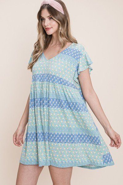 Cute And Flirty Floral Printed Babydoll Mini Dress - Absolute Fashion 2020