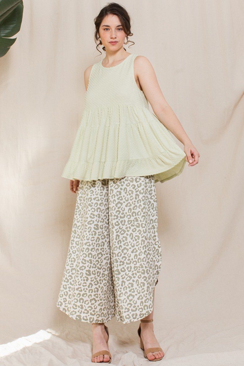 Solid Dotted Knit Sleeveless Babydoll Tank Top - Absolute Fashion 2020