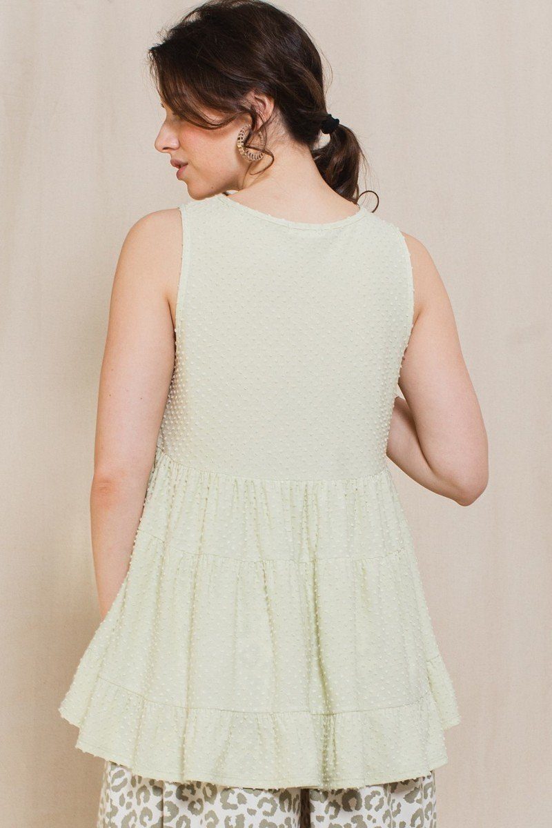 Solid Dotted Knit Sleeveless Babydoll Tank Top - Absolute Fashion 2020