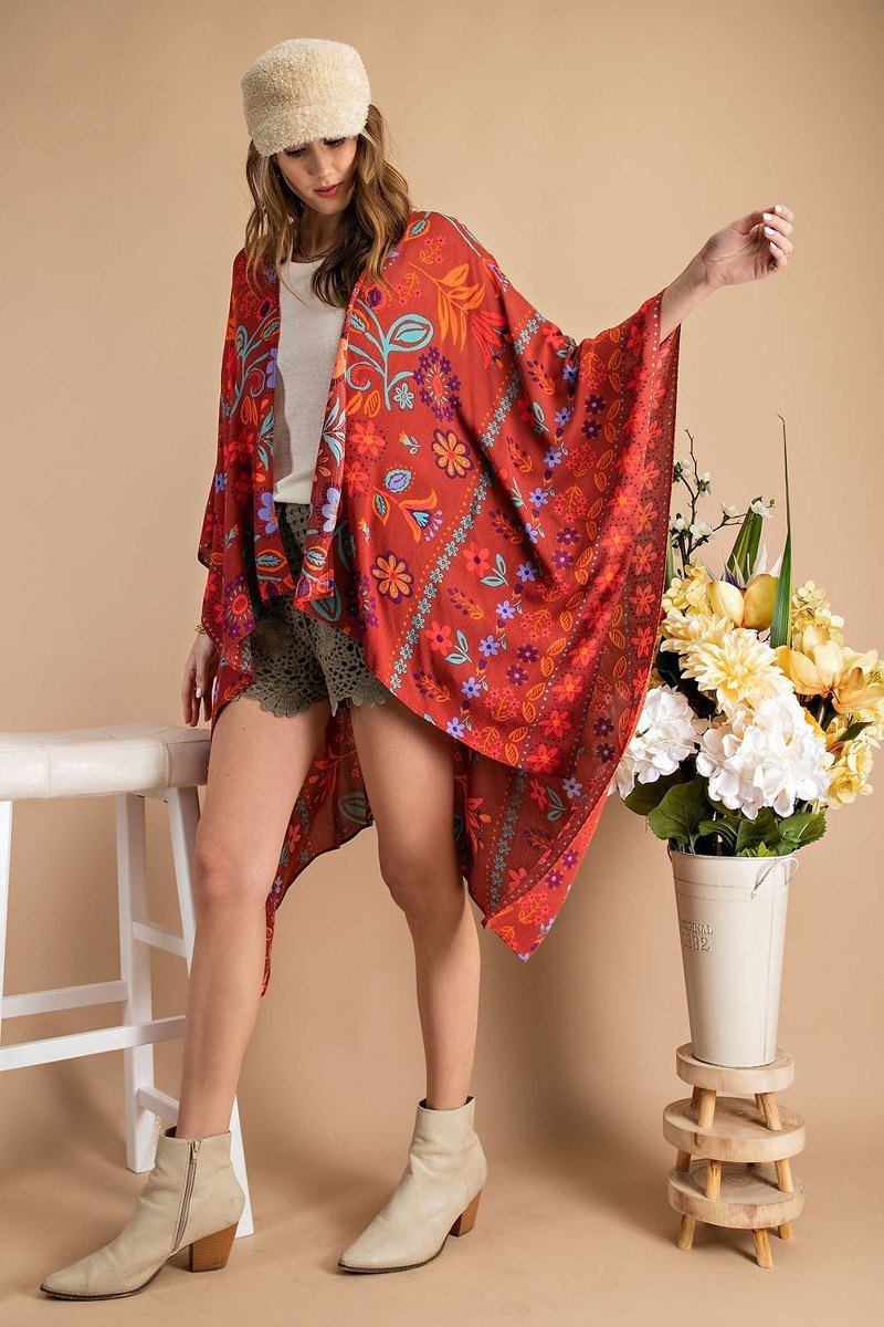 Scarf Printed Rayon Crepon Kimono - Absolute Fashion 2020