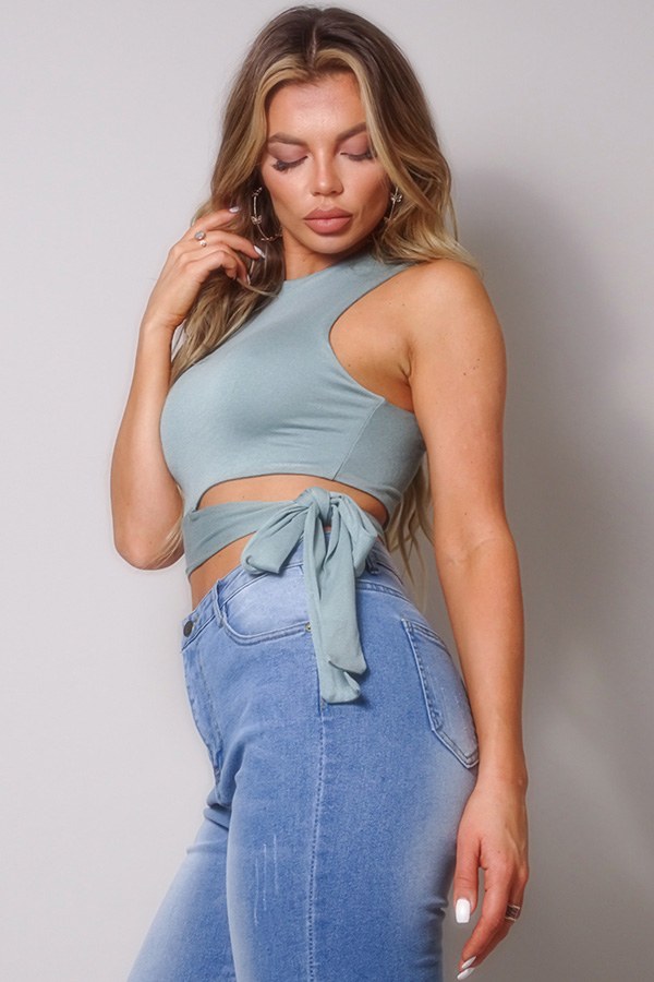 Sleeveless Cutout Side Tie Basic Top - Absolute Fashion 2020