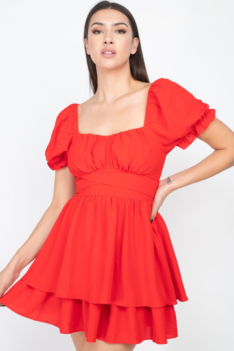 Puff Sleeves Frill Dress - Absolute Fashion 2020