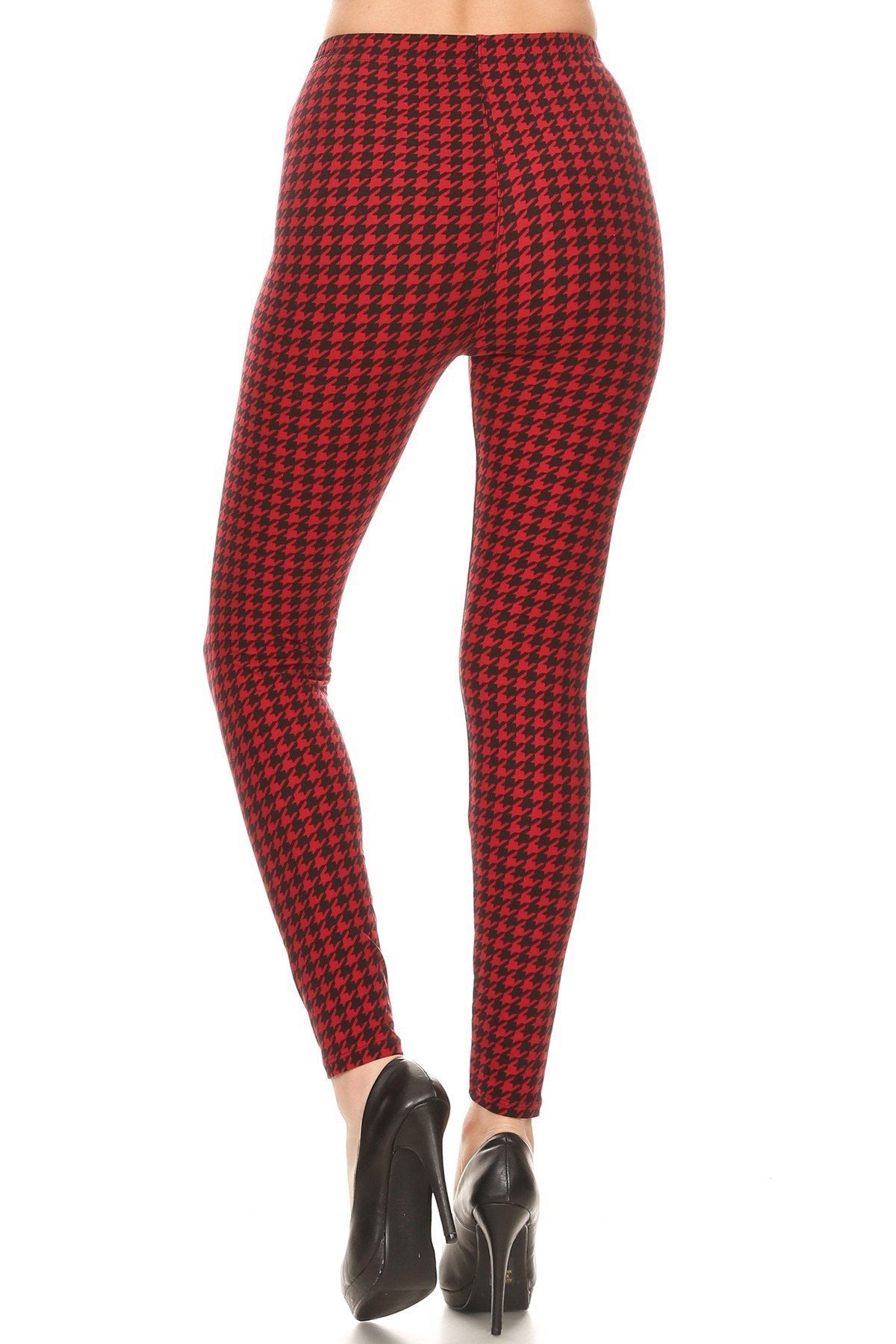 Hounds Tooth Print, High Rise, Fitted Leggings, With An Elastic Waistband - Absolute Fashion 2020