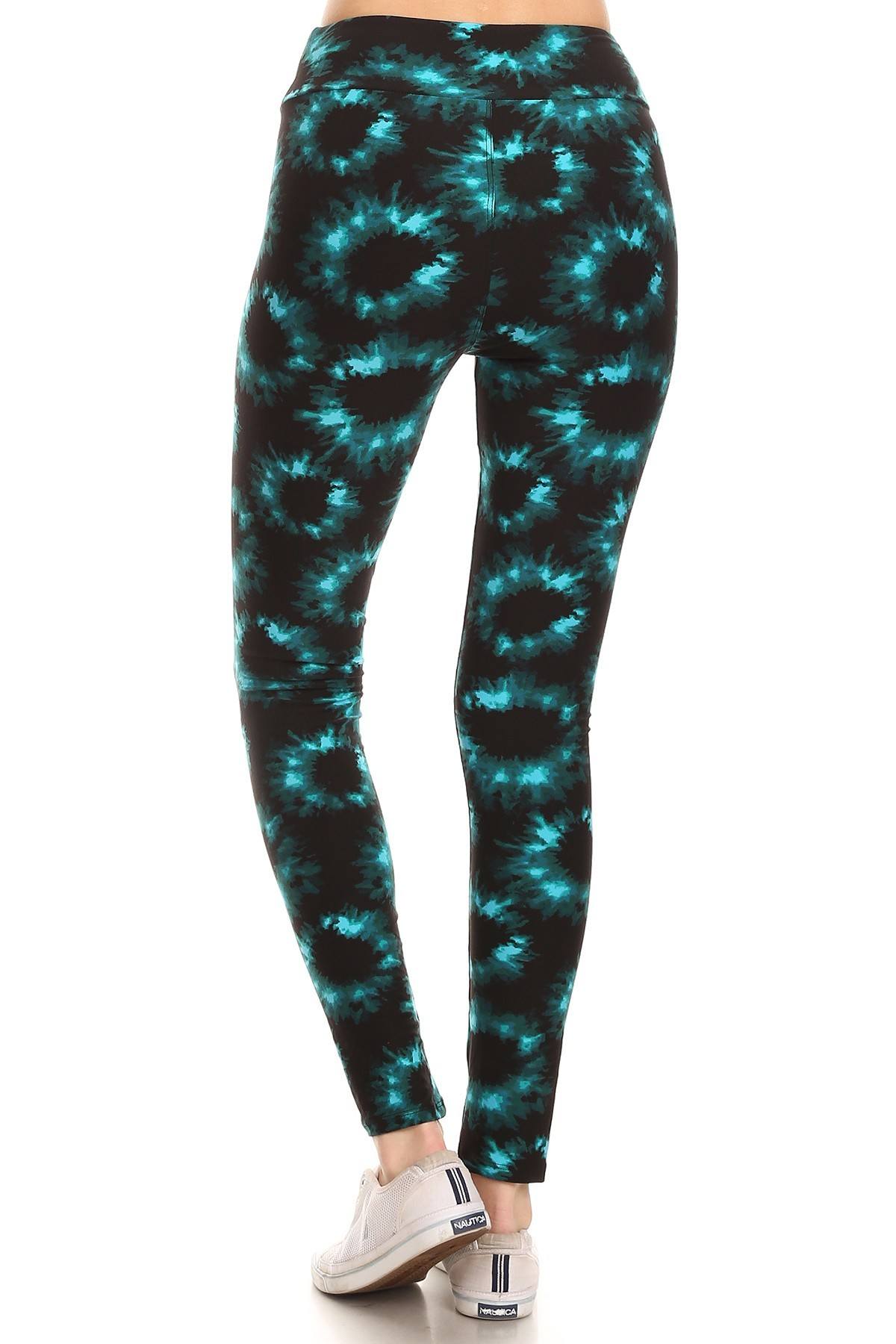 Yoga Style Banded Lined Tie Dye Printed Knit Legging With High Waist - Absolute Fashion 2020