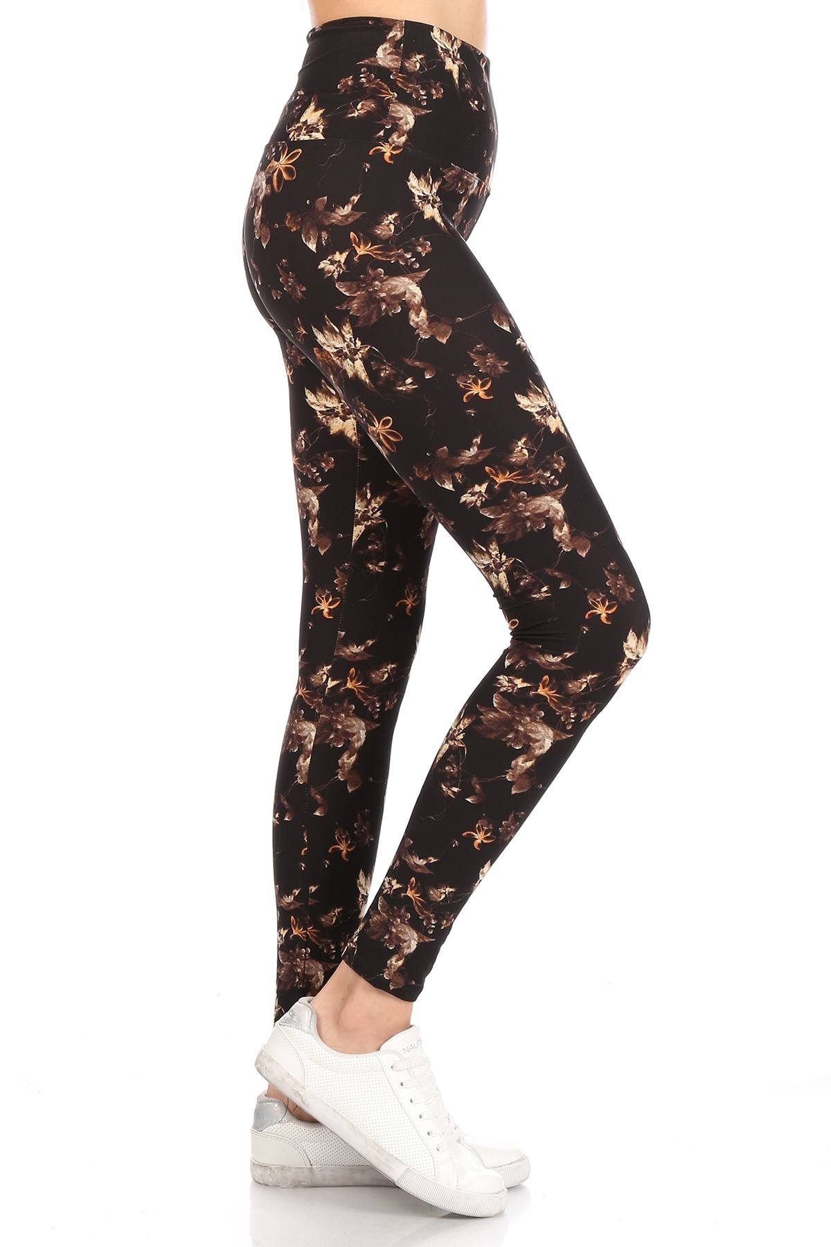 5-inch Long Yoga Style Banded Lined Multi Printed Knit Legging With High Waist - Absolute Fashion 2020