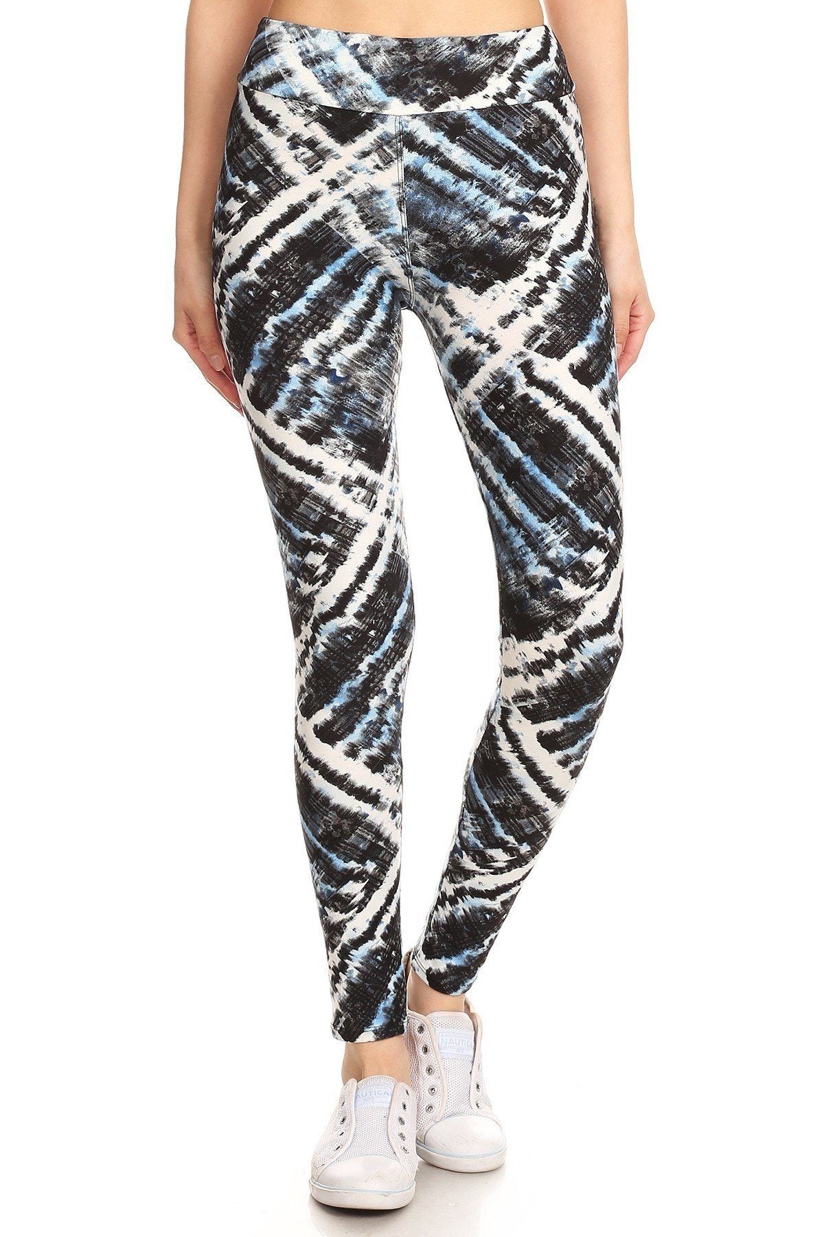 Yoga Style Banded Lined Tie Dye Printed Knit Legging With High Waist - Absolute Fashion 2020