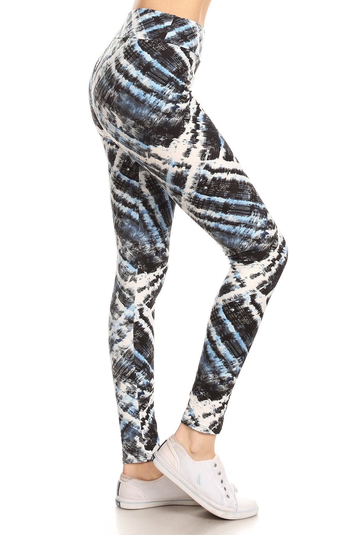 Yoga Style Banded Lined Tie Dye Printed Knit Legging With High Waist - Absolute Fashion 2020