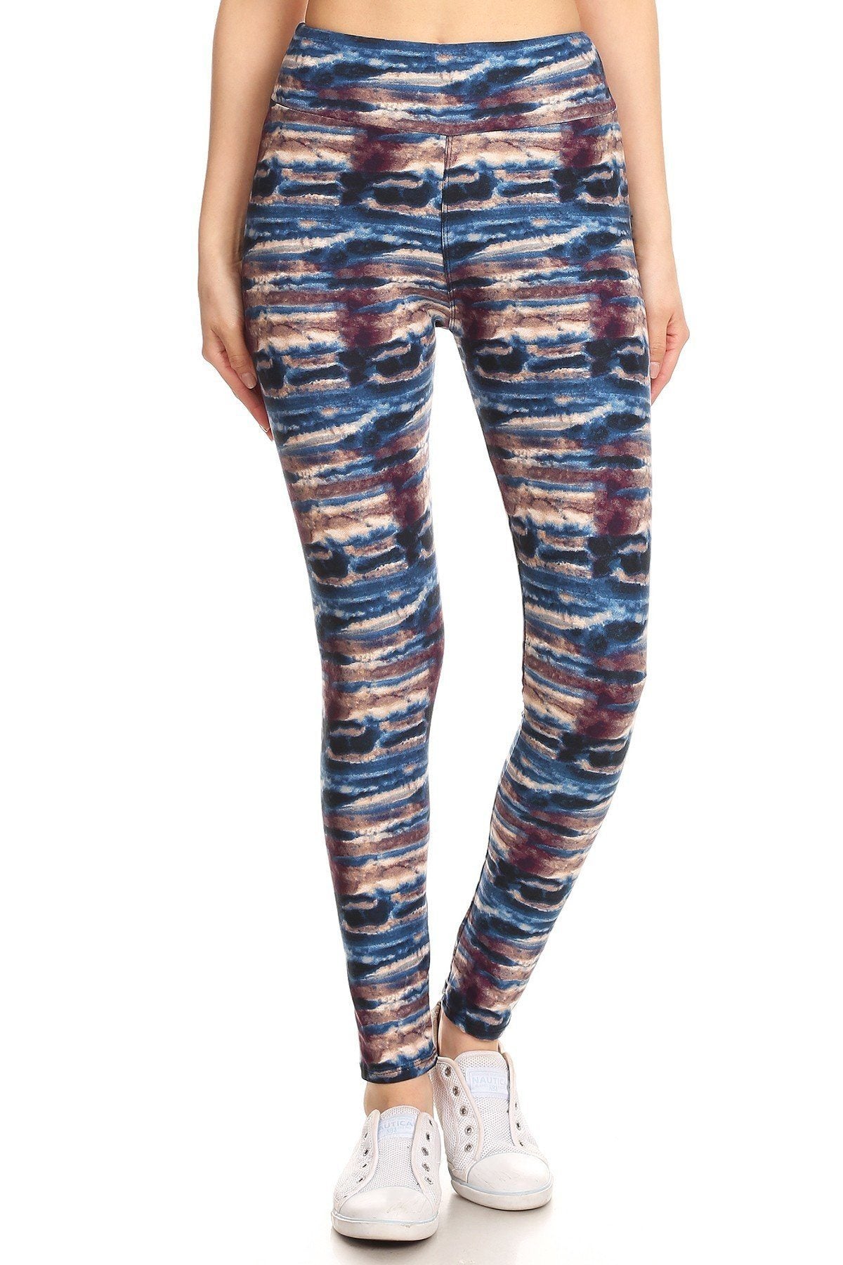 Yoga Style Banded Lined Tie Dye Printed Knit Legging With High Waist - Absolute Fashion 2020