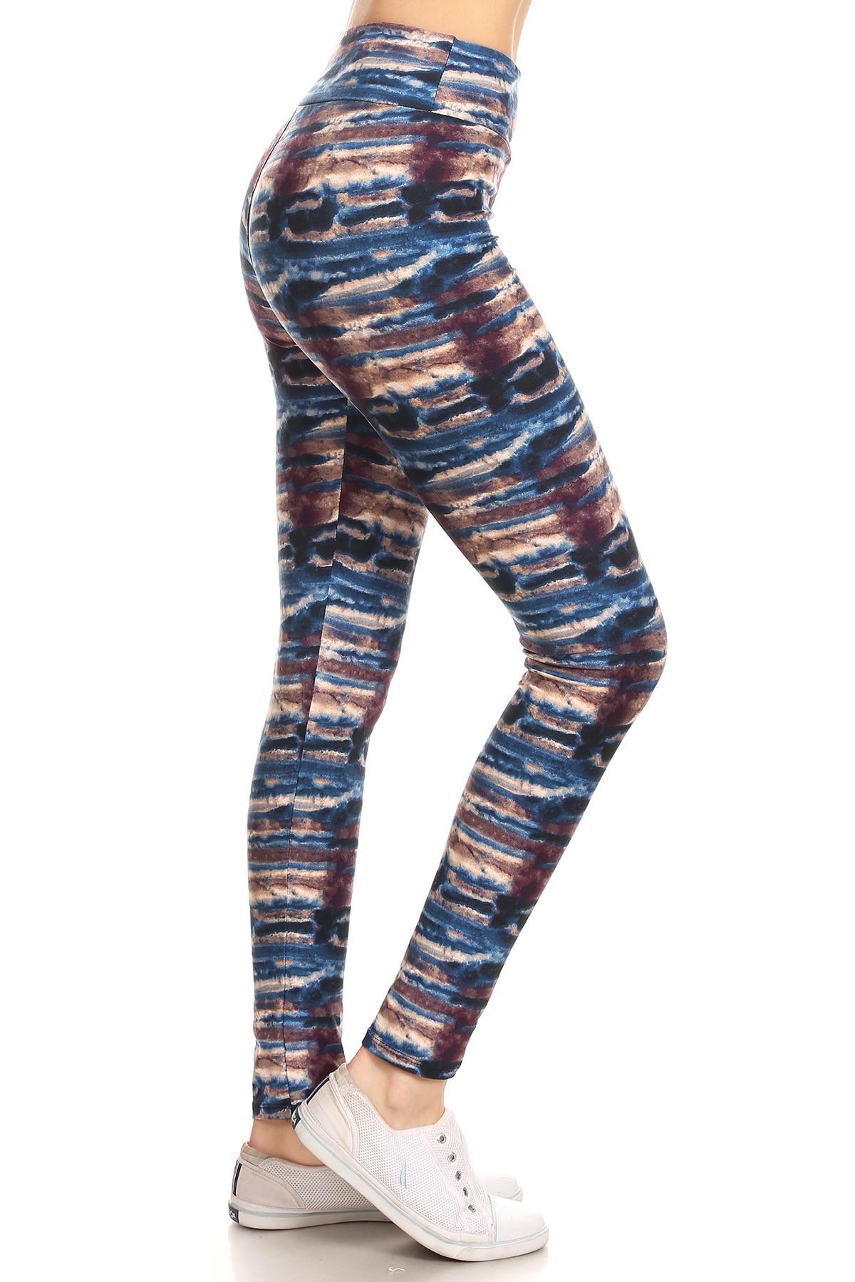 Yoga Style Banded Lined Tie Dye Printed Knit Legging With High Waist - Absolute Fashion 2020
