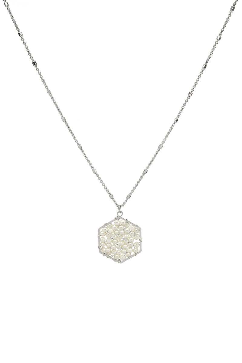 Fashion Pearl Wraps Hexagon Pendant Necklace - Absolute Fashion 2020