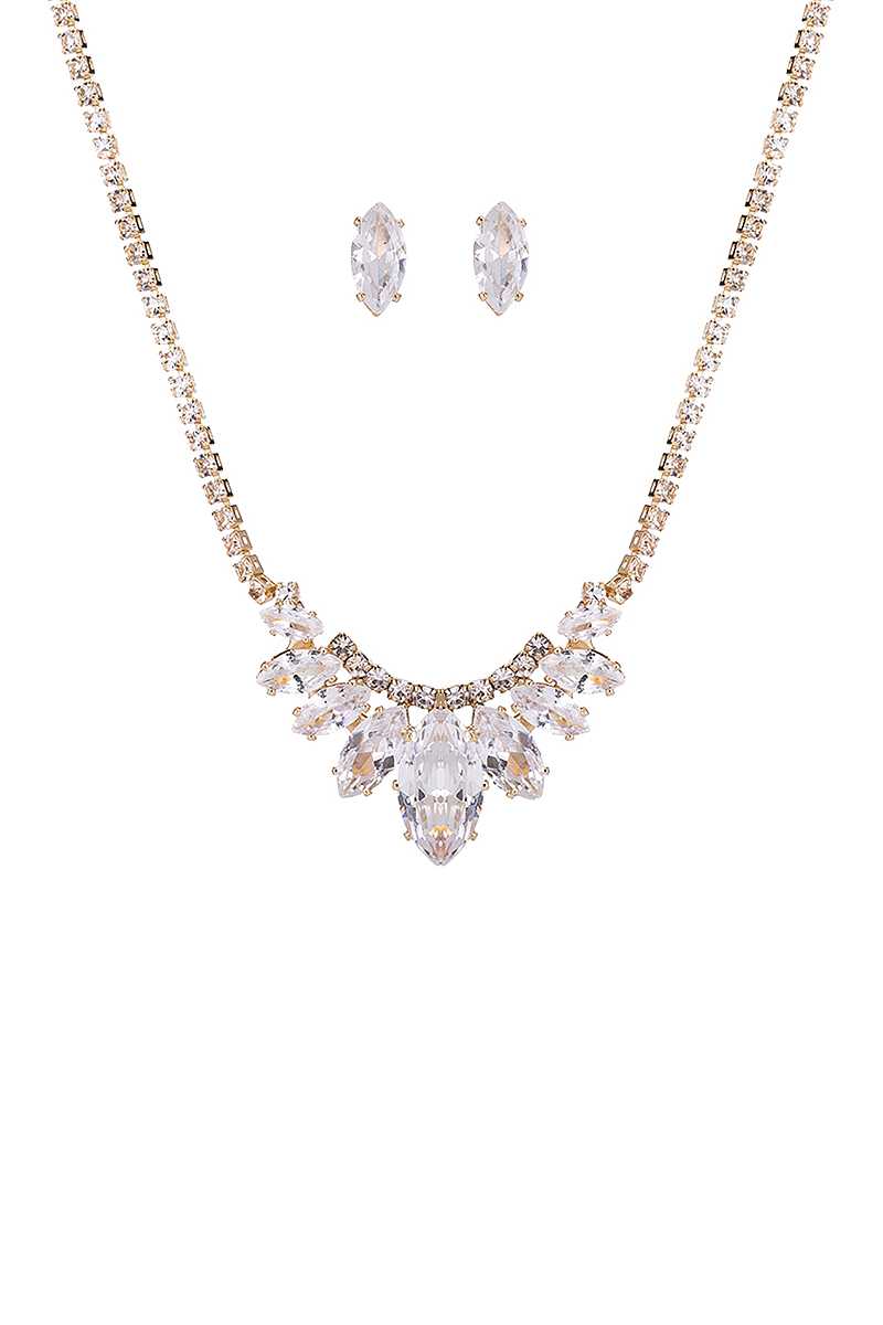 Stylish Crystal Rhinestone Necklace And Earring Set - Absolute Fashion 2020