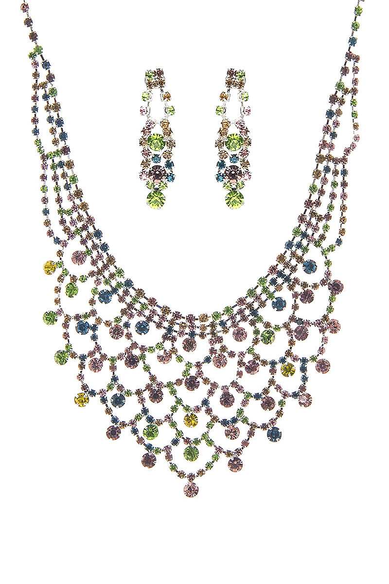 Fashion Design Rhinestone Necklace And Earring Set - Absolute Fashion 2020