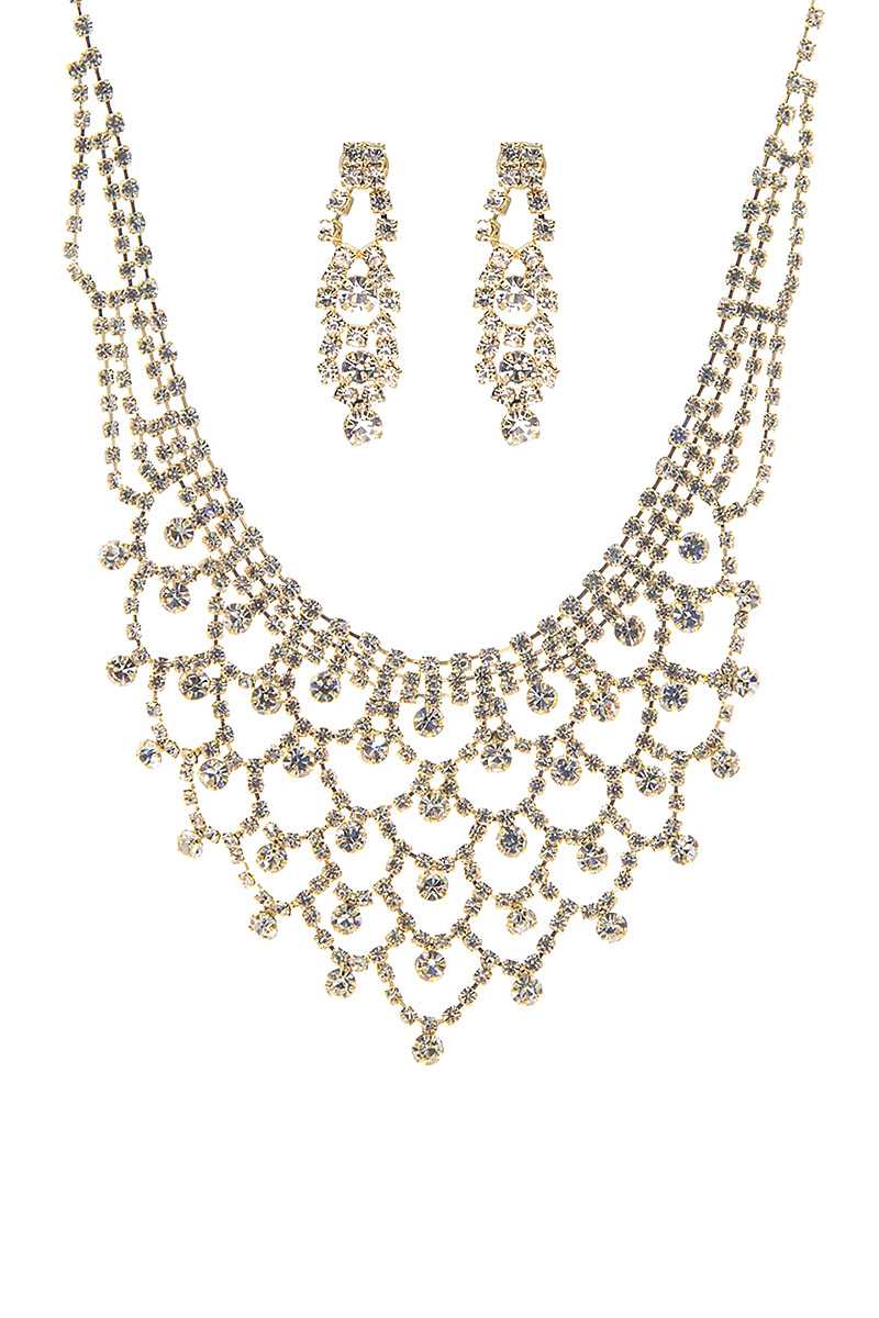Fashion Design Rhinestone Necklace And Earring Set - Absolute Fashion 2020