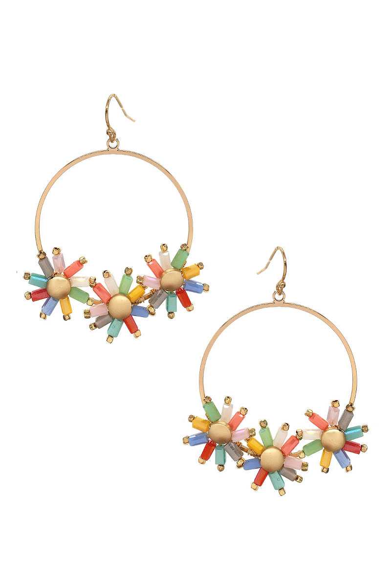 Flower Color Stone Hook Earring - Absolute Fashion 2020