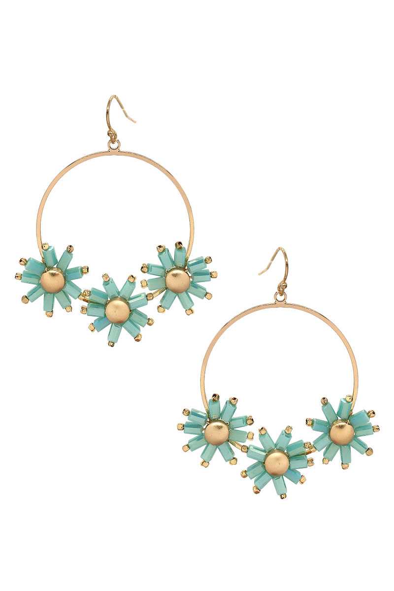 Flower Color Stone Hook Earring - Absolute Fashion 2020