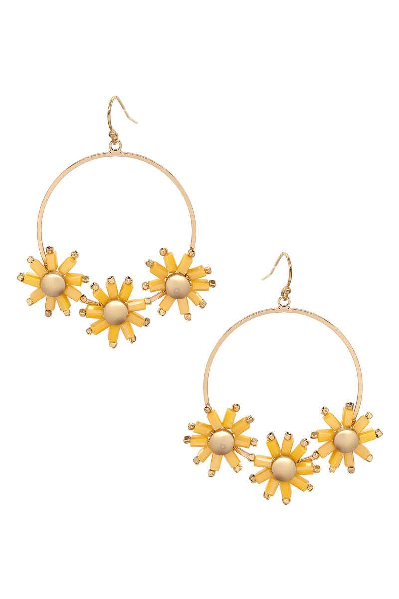Flower Color Stone Hook Earring - Absolute Fashion 2020