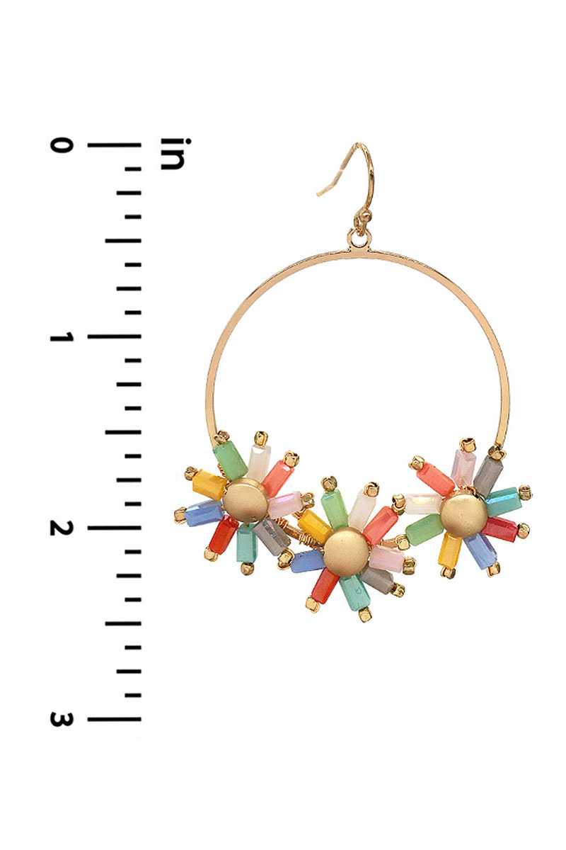 Flower Color Stone Hook Earring - Absolute Fashion 2020